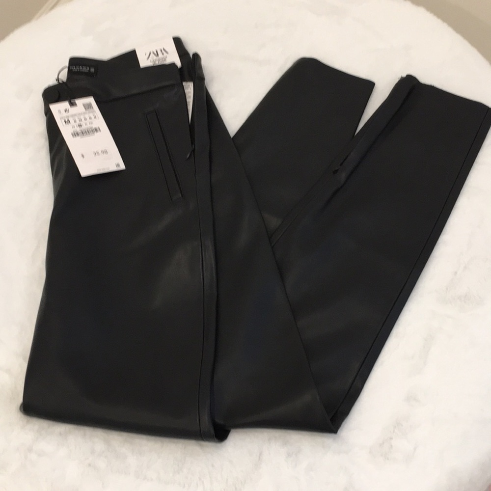 Zara Black Leather Legging Hi-Rise Pants